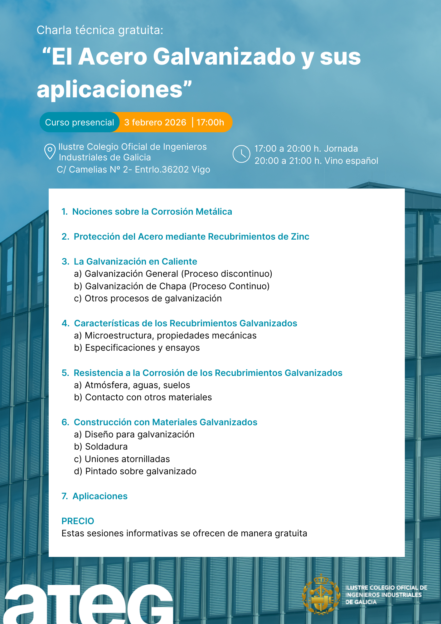 Charla técnica gratuita "El acero galvanizado y sus aplicaciones